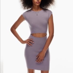 ARITZIA Wilfred Free Grey Cut-Out Knit Mini Dress XXS